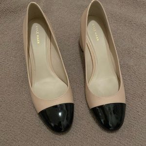 Cole Haan cap toe low block heel